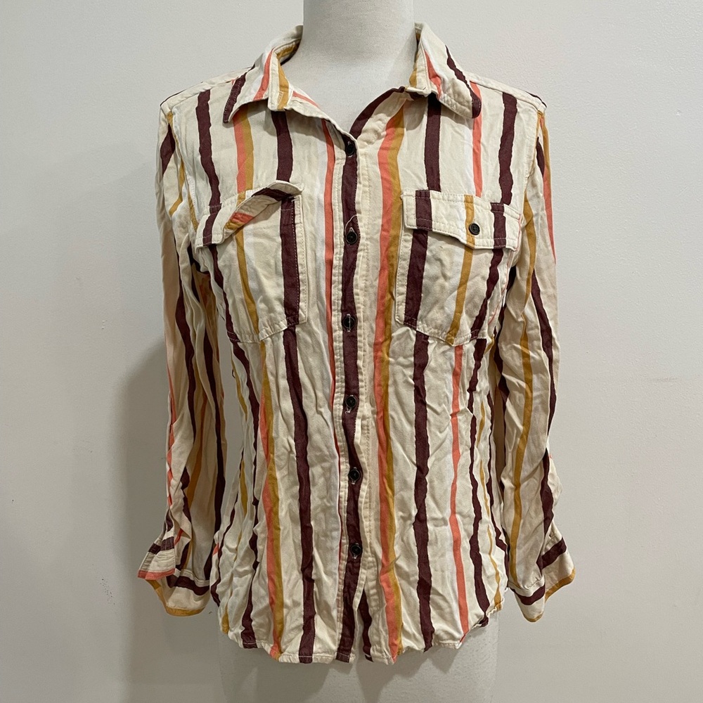ANA Shirt Womens Large Button Up Blouse Top
Striped Long Sleeve